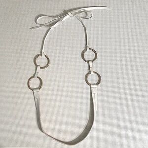 Miu Miu Gold and White Belt with Modern Gold Circle Accents